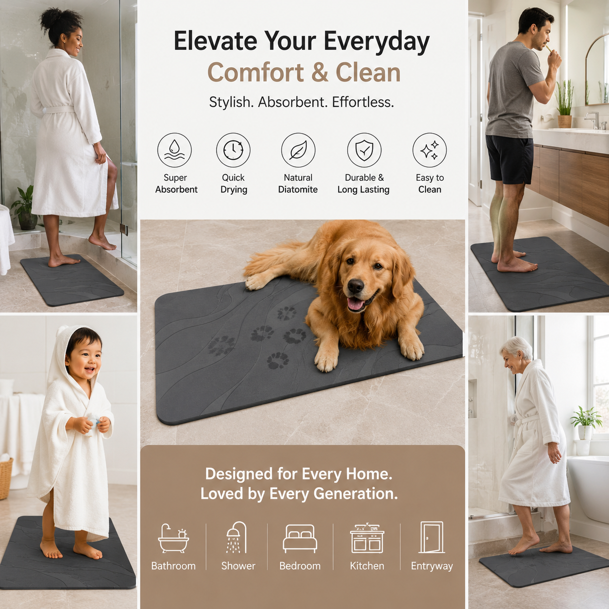 NestWare's Diatomite Stone Bath Mat